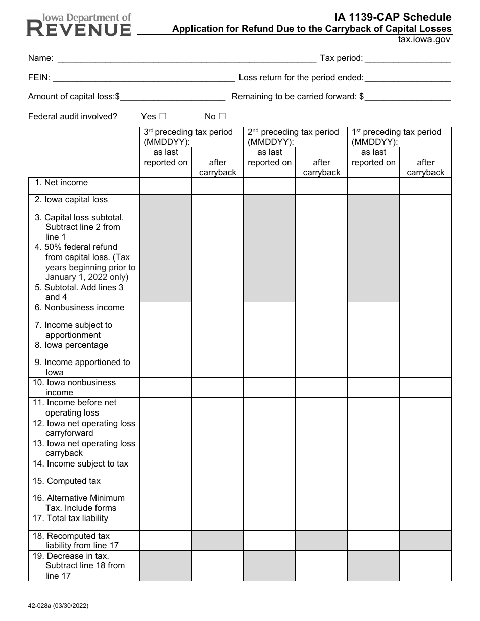 Form IA1139-CAP (42-028) Download Fillable PDF or Fill Online ...