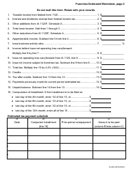 Form 43-005 Franchise Estimated Worksheet - Iowa, Page 2