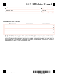 Form IA1120S (42-008) Schedule K-1 Shareholder&#039;s Share of Iowa Income, Deductions, Modifications - Iowa, Page 3