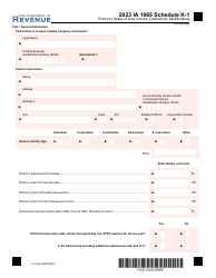 Document preview: Form IA1065 (41-018) Schedule K-1 Partner's Share of Iowa Income, Deductions, Modifications - Iowa, 2023