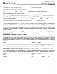 Document preview: Form 60-014 Iowa Inheritance Tax Consent and Waiver of Lien - Iowa