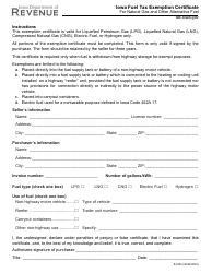Document preview: Form 84-025 Iowa Fuel Tax Exemption Certificate for Natural Gas and Other Alternative Fuel - Iowa