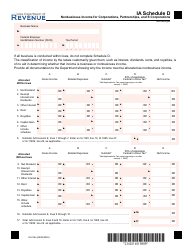 Form 42-014 Schedule D Nonbusiness Income for Corporations, Partnerships, and S Corporations - Iowa