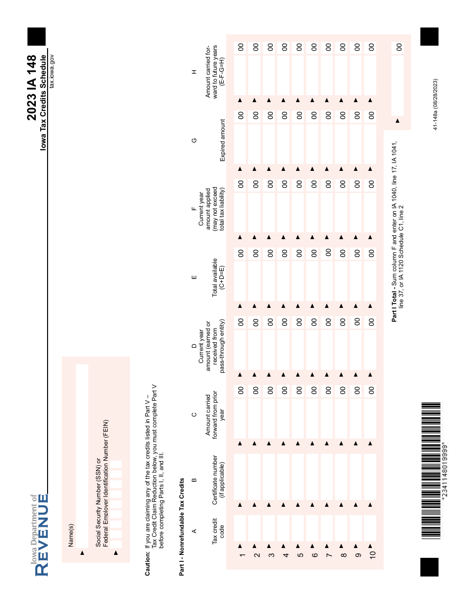 Form IA148 (41148) Download Fillable PDF or Fill Online Iowa Tax