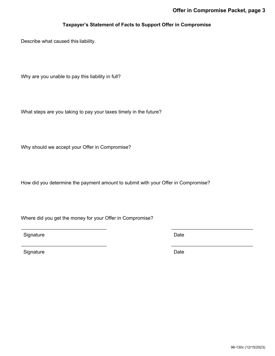Form 96-130 Offer in Compromise Packet - Iowa, Page 3