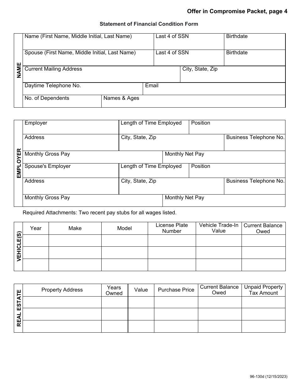 Form 96-130 Offer in Compromise Packet - Iowa, Page 4
