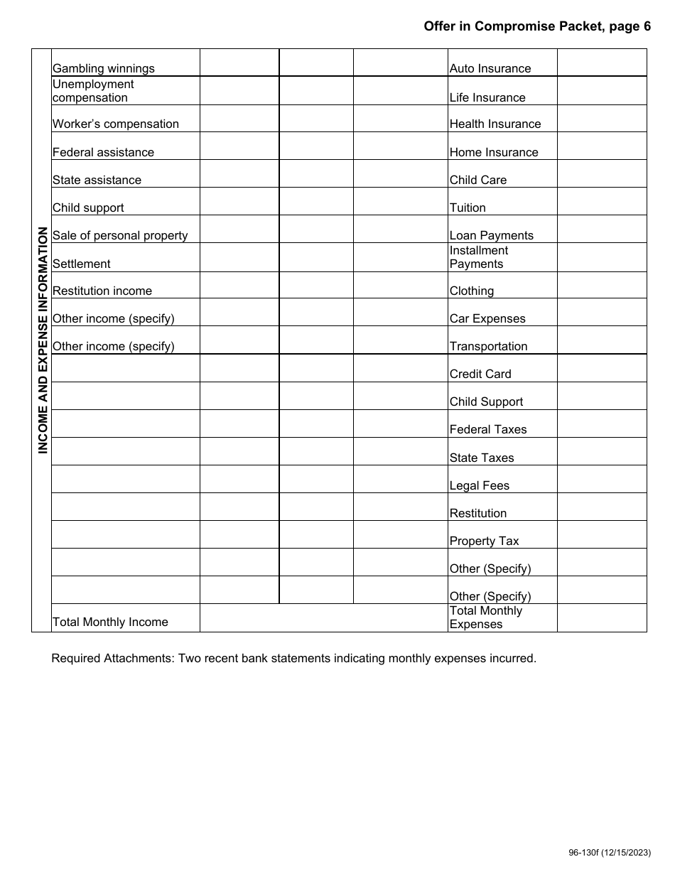Form 96-130 Offer in Compromise Packet - Iowa, Page 6