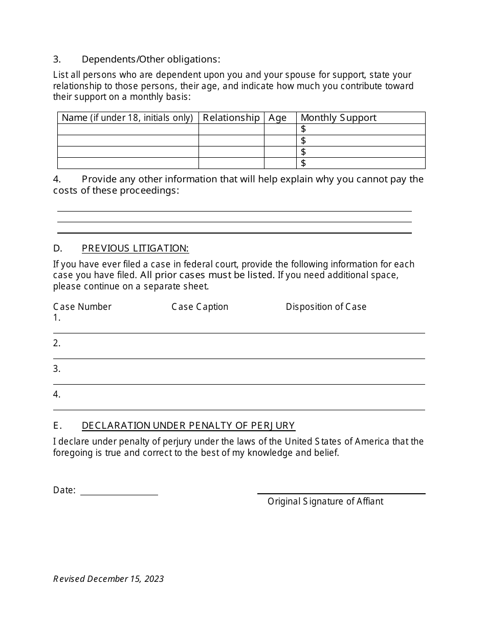 Motion for Leave to Proceed in Forma Pauperis Pursuant to 28 U.s.c. 1915 Social Security Disability Appeal - Connecticut, Page 6