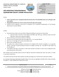 Montana Trichomoniasis Quarantine Feedlot License Application - Montana, Page 2