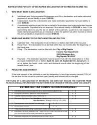Document preview: Form BR-1120ES Estimated Tax Declaration Voucher - City of Big Rapids, Michigan, 2024