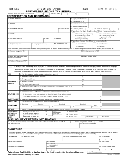 Form BR-1065 Partnership Income Tax Return - City of Big Rapids, Michigan, 2023