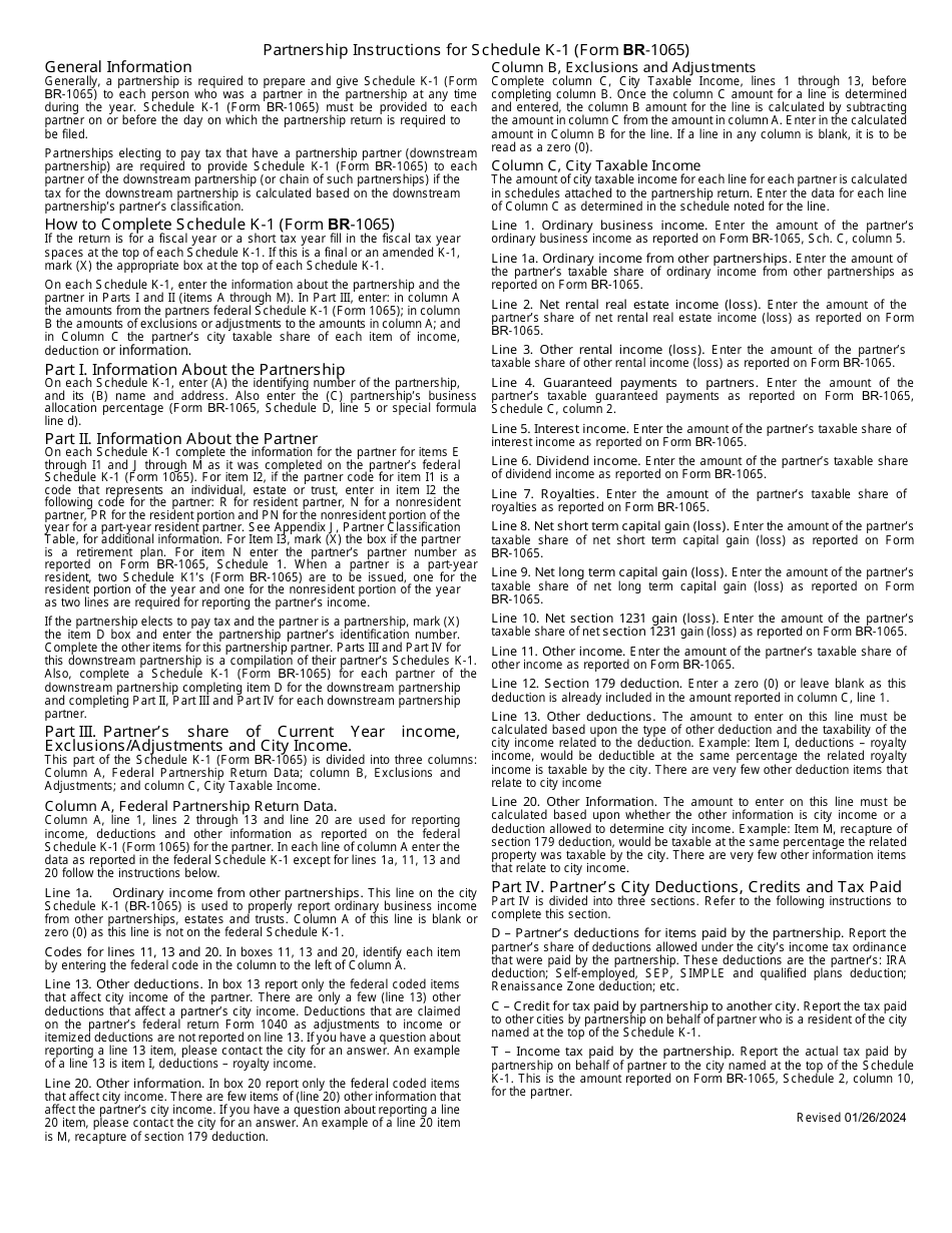 Form BR-1065 Partnership Income Tax Return - City of Big Rapids, Michigan, Page 10