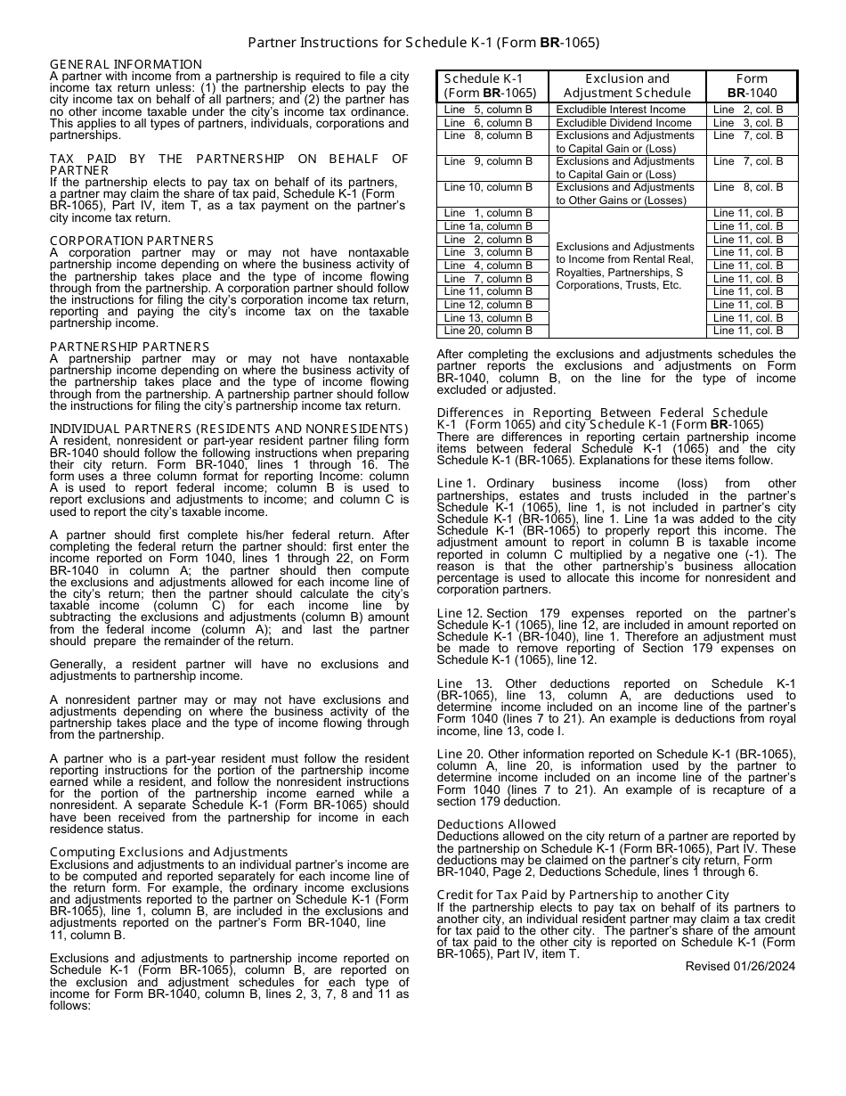 Form BR-1065 Partnership Income Tax Return - City of Big Rapids, Michigan, Page 11