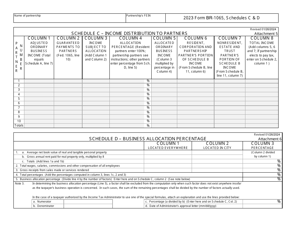 Form BR-1065 Partnership Income Tax Return - City of Big Rapids, Michigan, Page 5