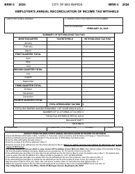 Form BRW-3 Employer&#039;s Annual Reconciliation of Income Tax Withheld - City of Big Rapids, Michigan