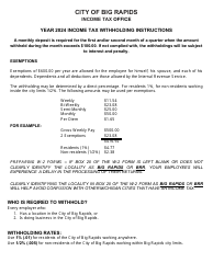 Form BR-941 Employer&#039;s Monthly Deposit of Income Tax Withheld - City of Big Rapids, Michigan, Page 2