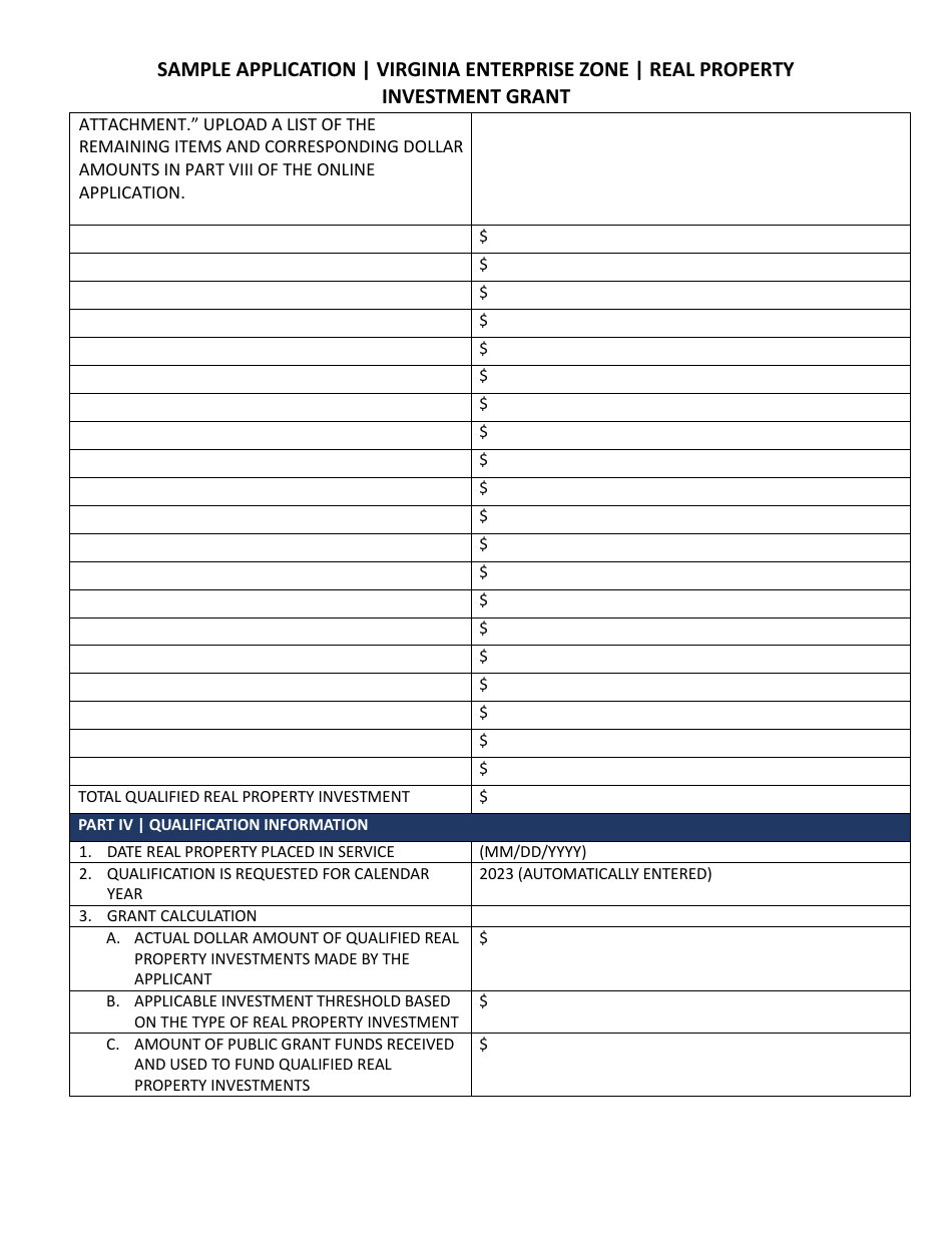 Virginia Enterprise Zone Real Property Investment Grant Application - Virginia, Page 3
