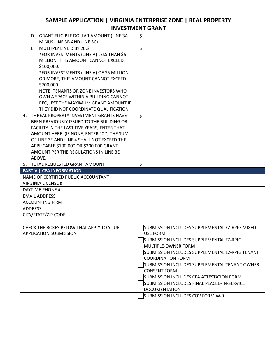 Virginia Enterprise Zone Real Property Investment Grant Application - Virginia, Page 4