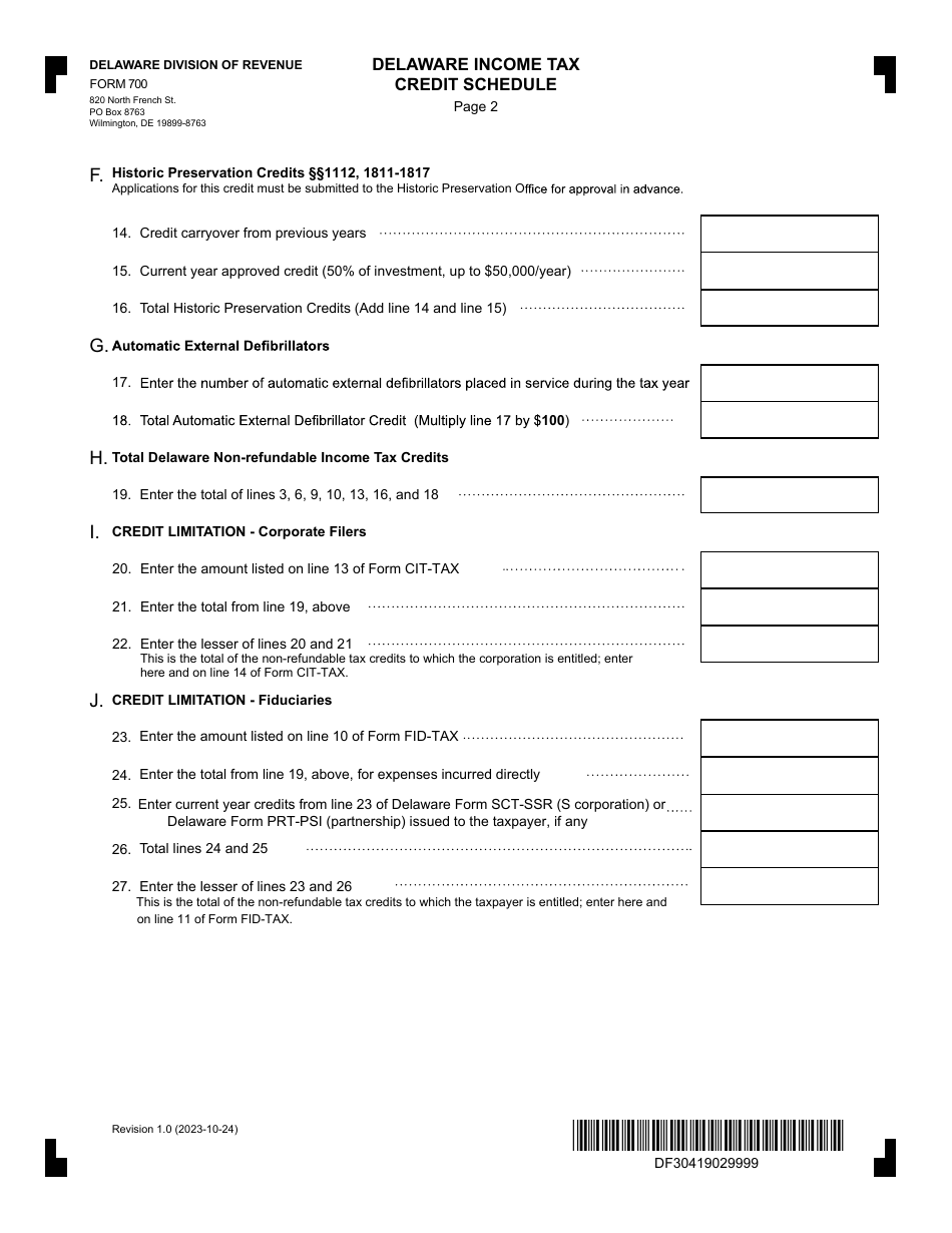 Form 700 - Fill Out, Sign Online and Download Fillable PDF, Delaware ...