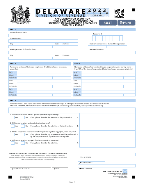 Form CIT-EXM 2023 Printable Pdf