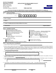 Form 402AP 9901 Application for New Business Facility Tax Credits - Delaware