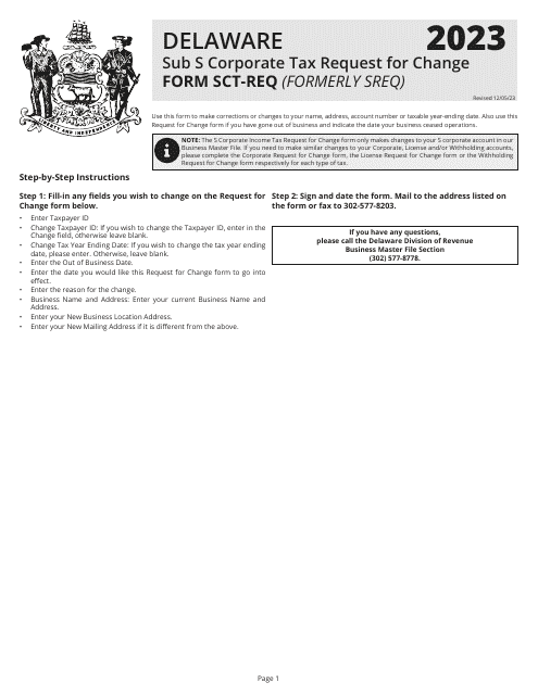 Form SCT-REQ 2023 Printable Pdf