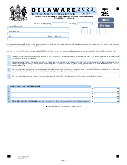 Form CIT-SCH 2023 Printable Pdf