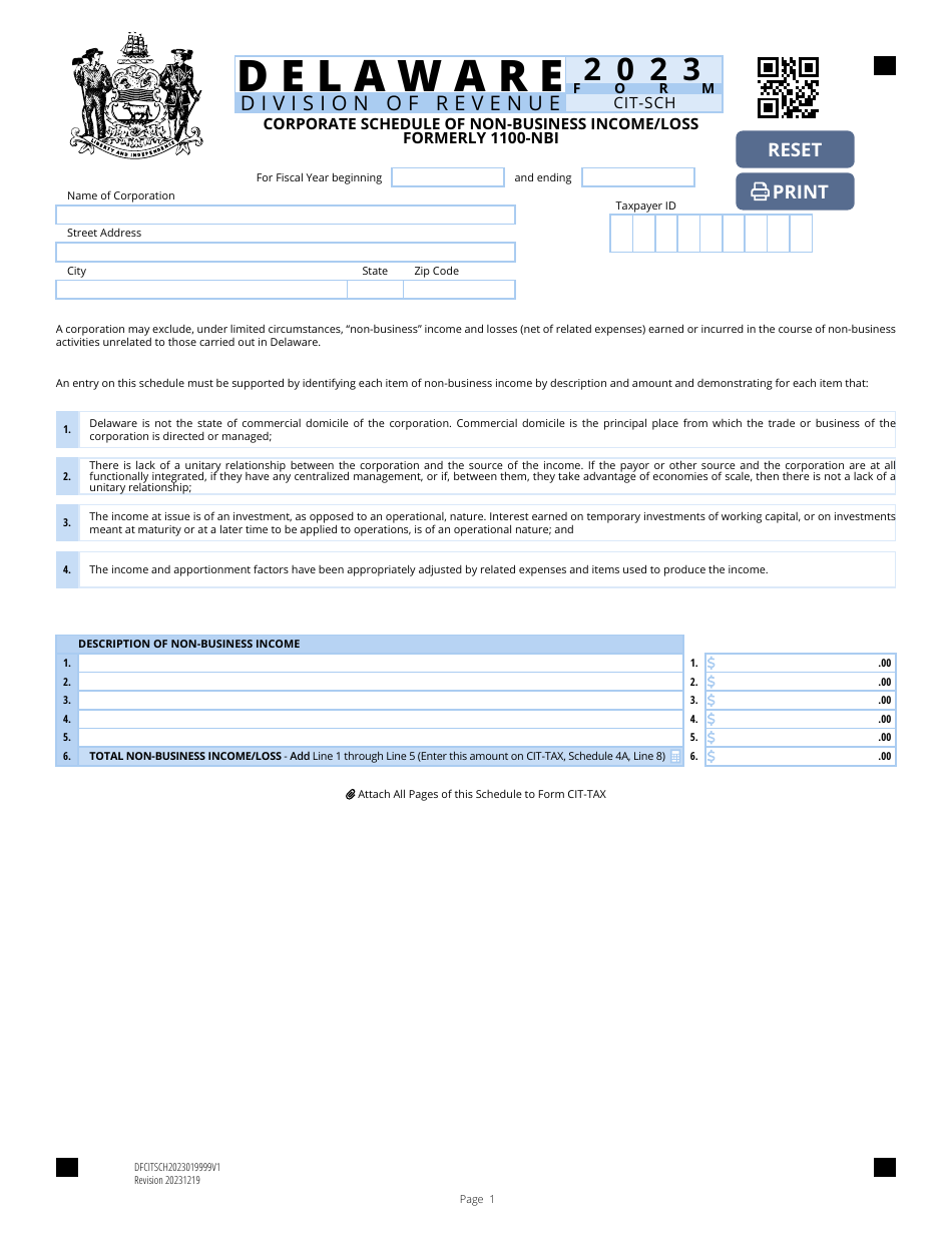 Form CIT-SCH - 2023 - Fill Out, Sign Online and Download Fillable PDF ...