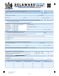 Form CLR-APP Application for Tax Clearance Certificate - Delaware, Page 2