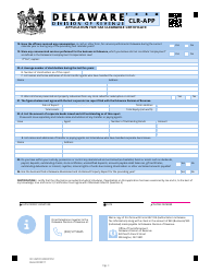 Form CLR-APP Application for Tax Clearance Certificate - Delaware, Page 3
