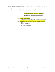OD- Form 2-LLC Resolution Template - Limited Liability Company - Home American Rescue Plan (Home-Arp) Program - California, Page 2