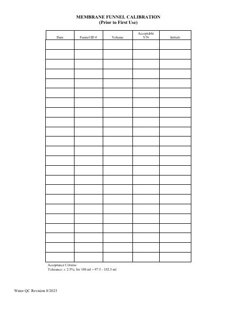 Membrane Funnel Calibration (Prior to First Use) - Illinois Download Pdf