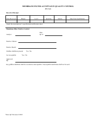 Document preview: Membrane Filter Acceptance Quality Control (Per Lot) - Illinois