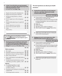 Pregnancy Risk Assessment Monitoring System Questionnaire - Illinois, Page 2