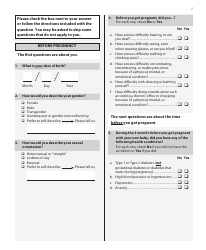 Document preview: Pregnancy Risk Assessment Monitoring System Questionnaire - Illinois