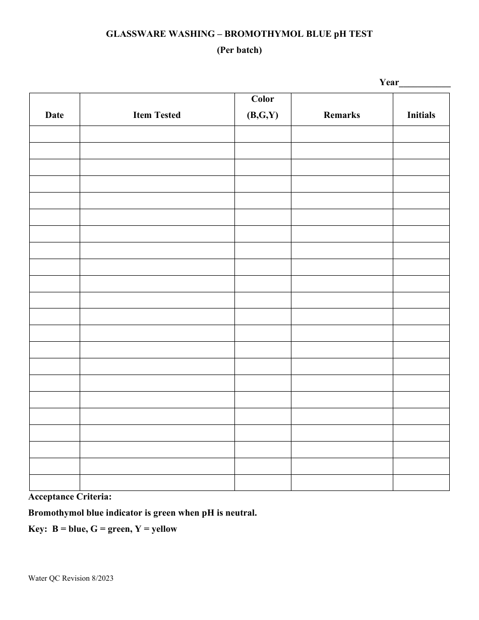 Glassware Washing - Bromothymol Blue Ph Test - Illinois, Page 1