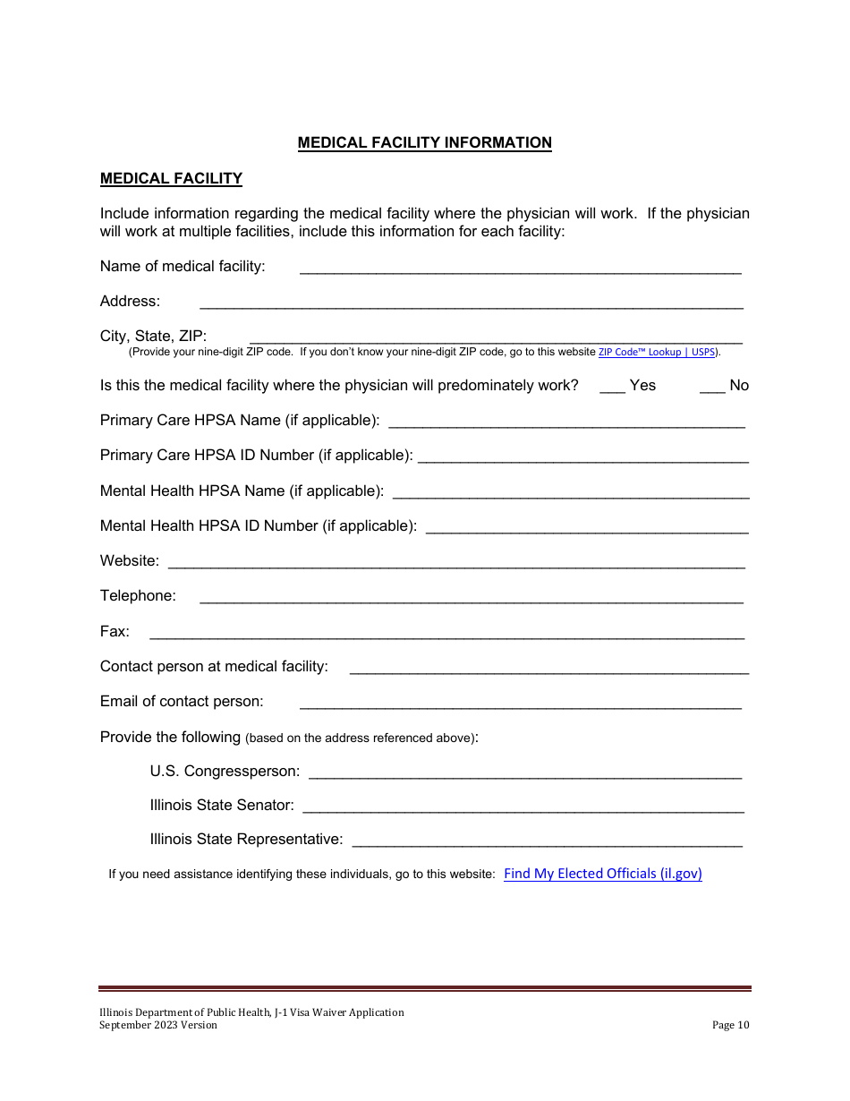 State 30 J-1 Visa Waiver Program Application - Illinois, Page 10