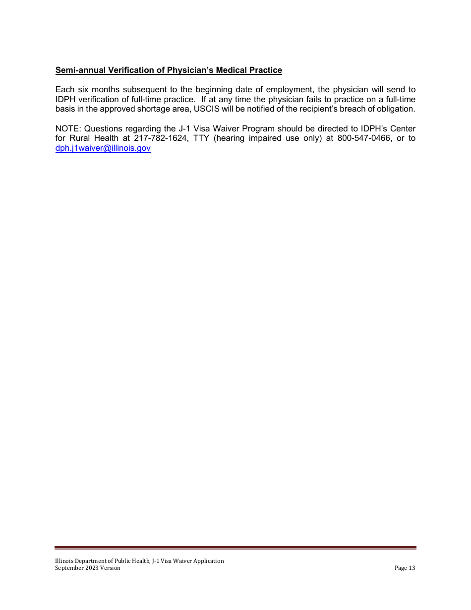State 30 J-1 Visa Waiver Program Application - Illinois, Page 13