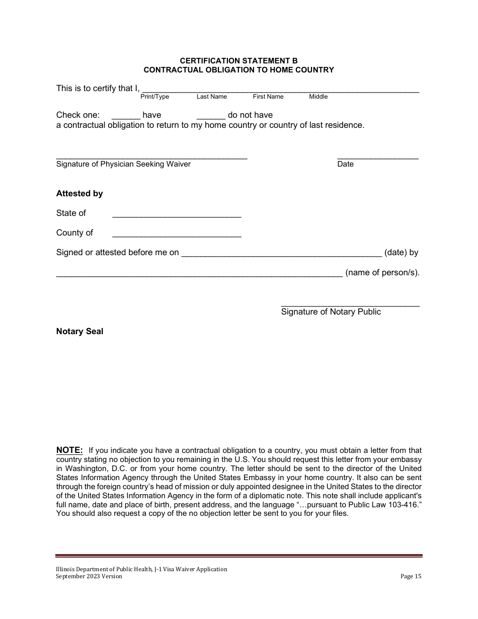 State 30 J-1 Visa Waiver Program Application - Illinois, Page 15