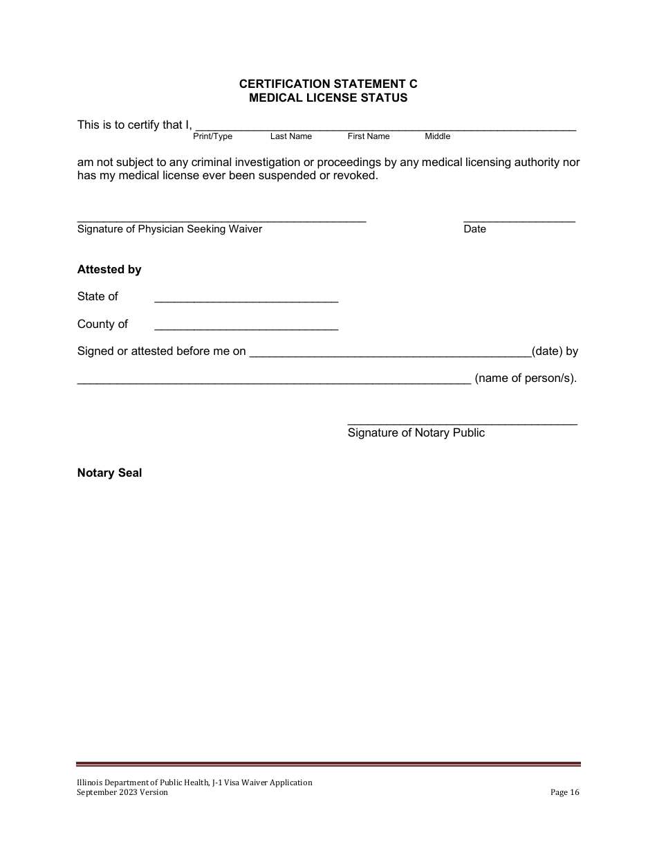 State 30 J-1 Visa Waiver Program Application - Illinois, Page 16