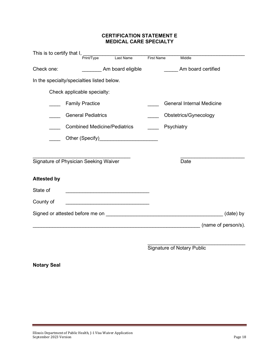 State 30 J-1 Visa Waiver Program Application - Illinois, Page 18