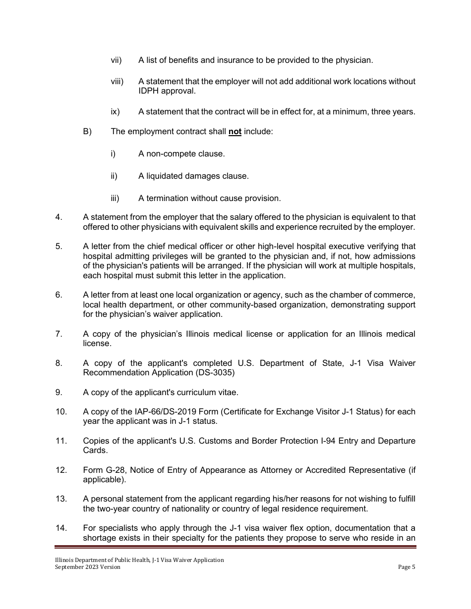 State 30 J-1 Visa Waiver Program Application - Illinois, Page 5