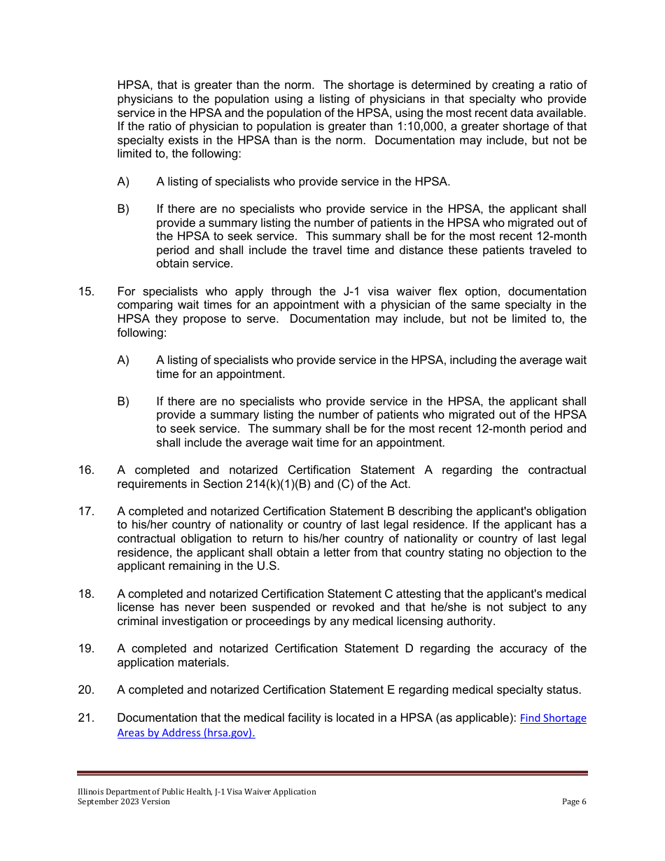 State 30 J-1 Visa Waiver Program Application - Illinois, Page 6