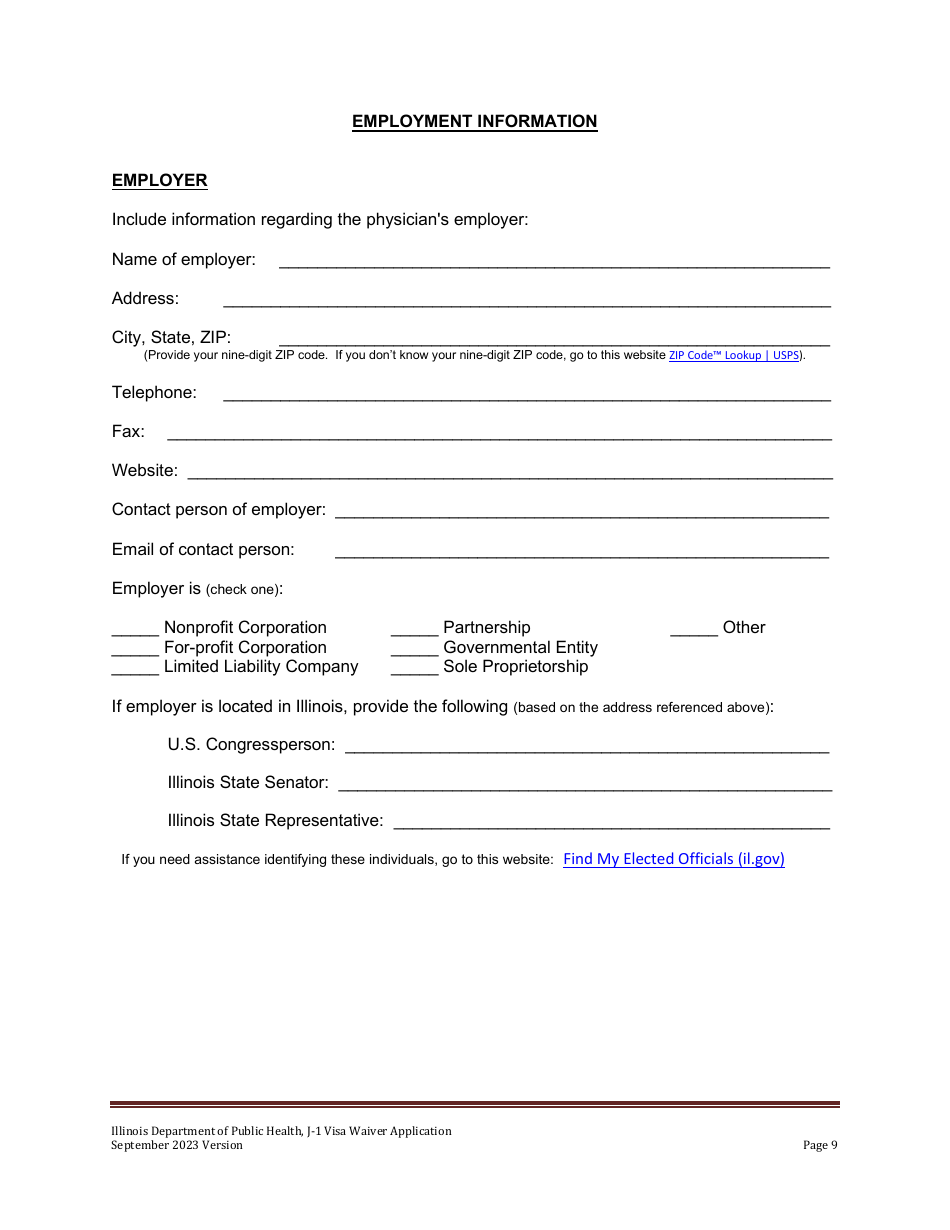 State 30 J-1 Visa Waiver Program Application - Illinois, Page 9