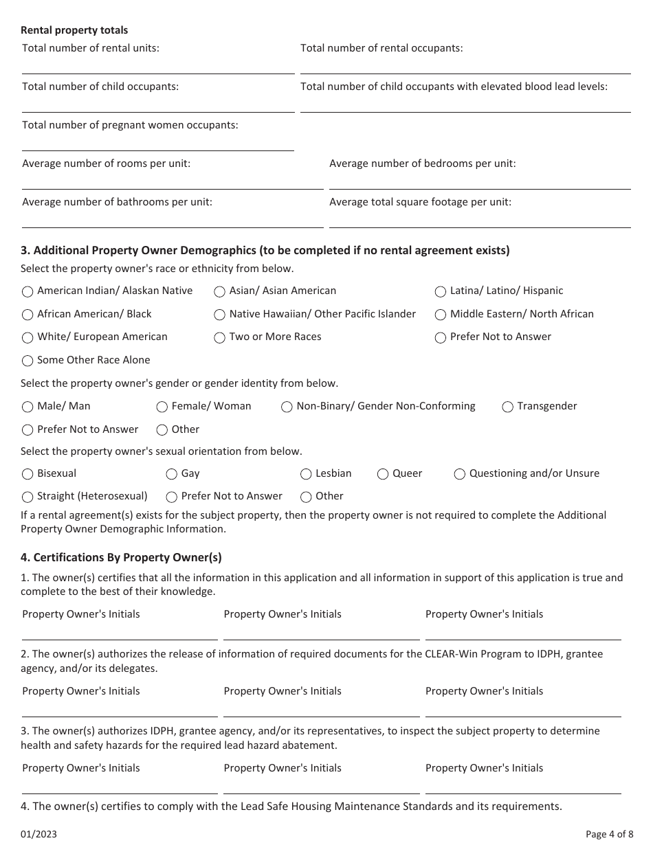 Grant Recipient Application Form - Clear-Win Program - Illinois, Page 4