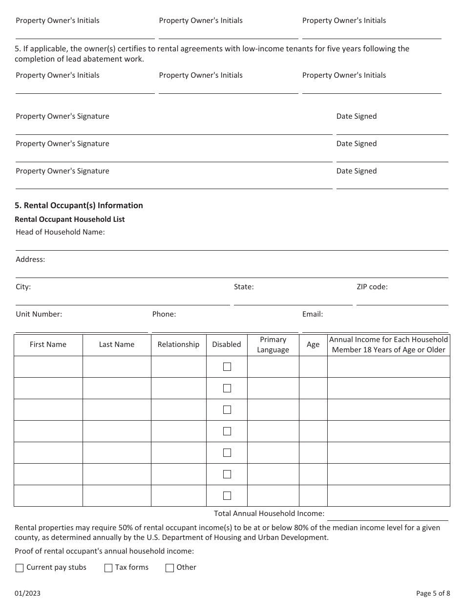 Grant Recipient Application Form - Clear-Win Program - Illinois, Page 5