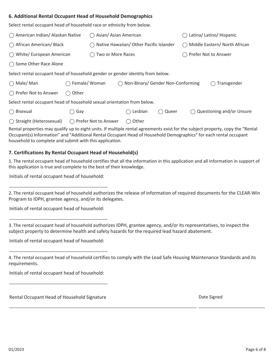 Grant Recipient Application Form - Clear-Win Program - Illinois, Page 6