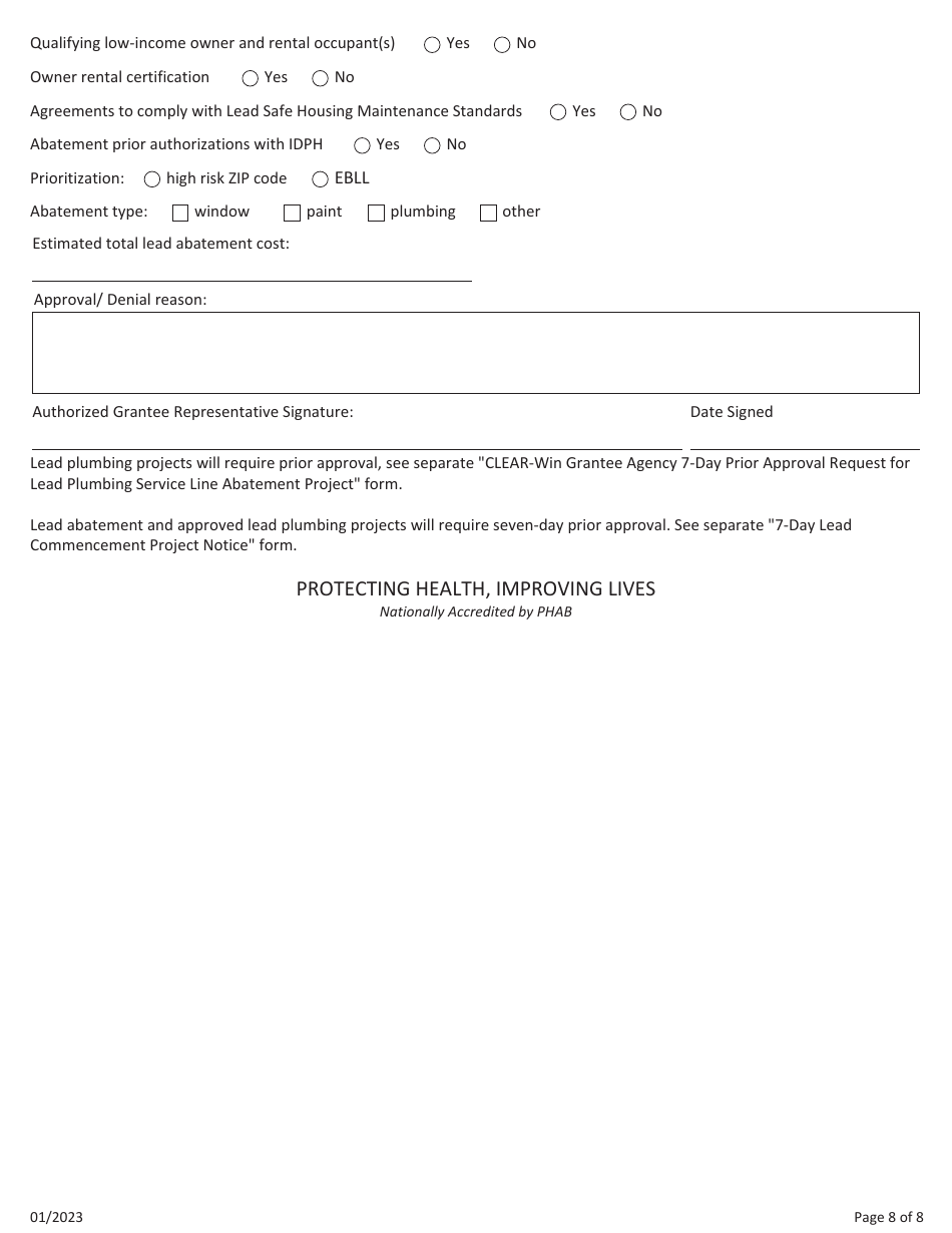 Grant Recipient Application Form - Clear-Win Program - Illinois, Page 8