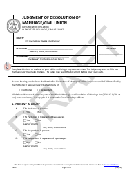 Document preview: Judgment of Dissolution of Marriage/Civil Union (Divorce With Children) - Draft - Illinois
