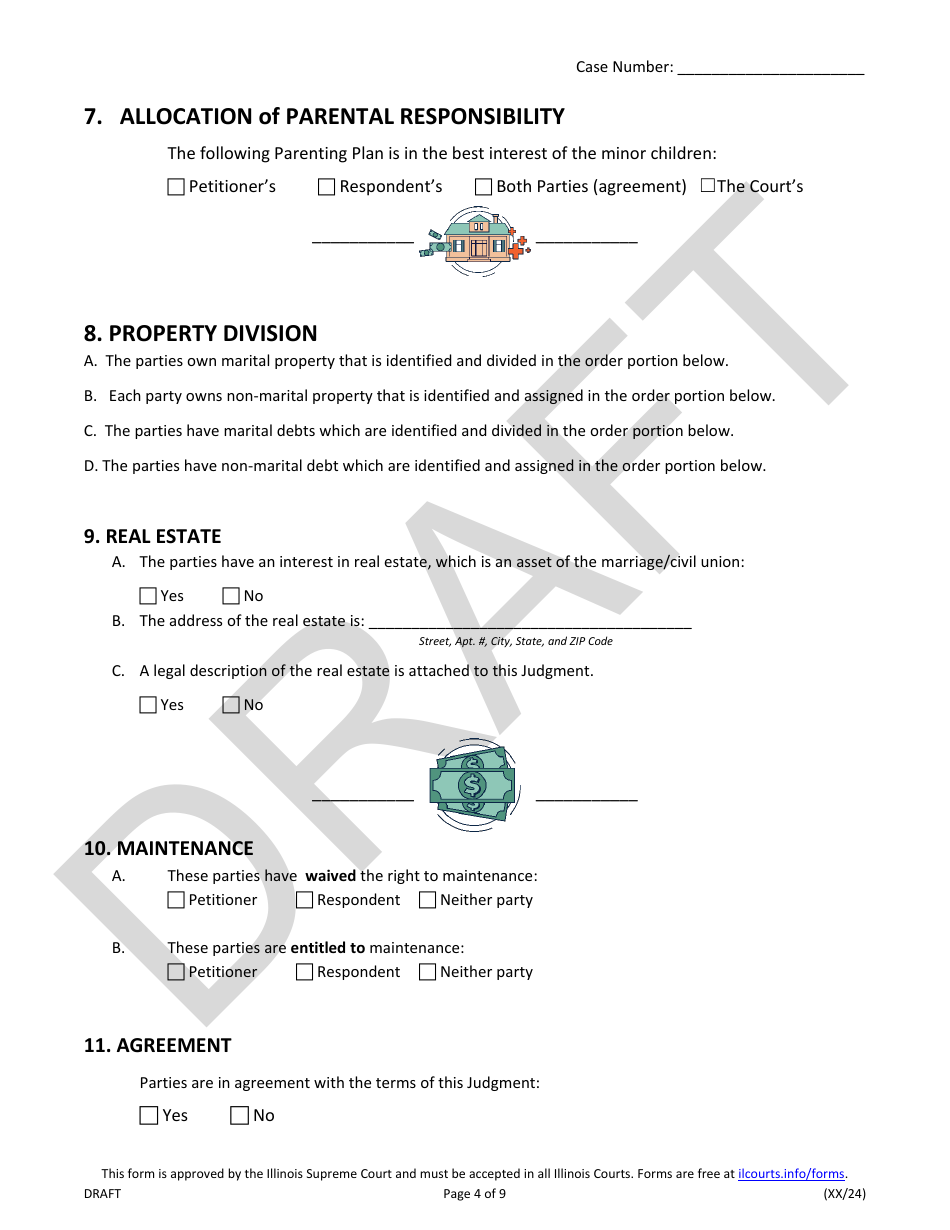 Judgment of Dissolution of Marriage / Civil Union (Divorce With Children) - Draft - Illinois, Page 4